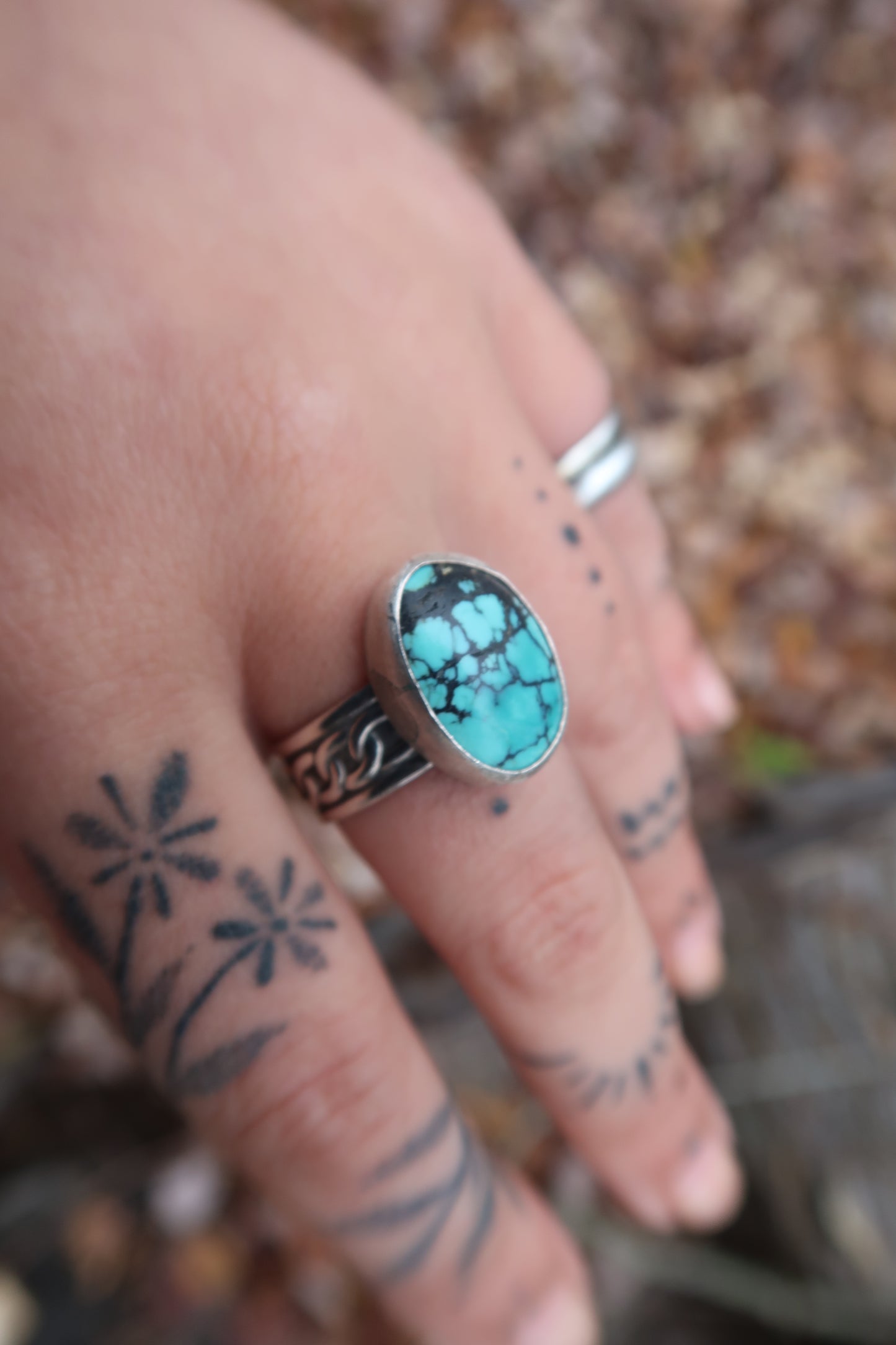 Turquoise on thick chain band size 9