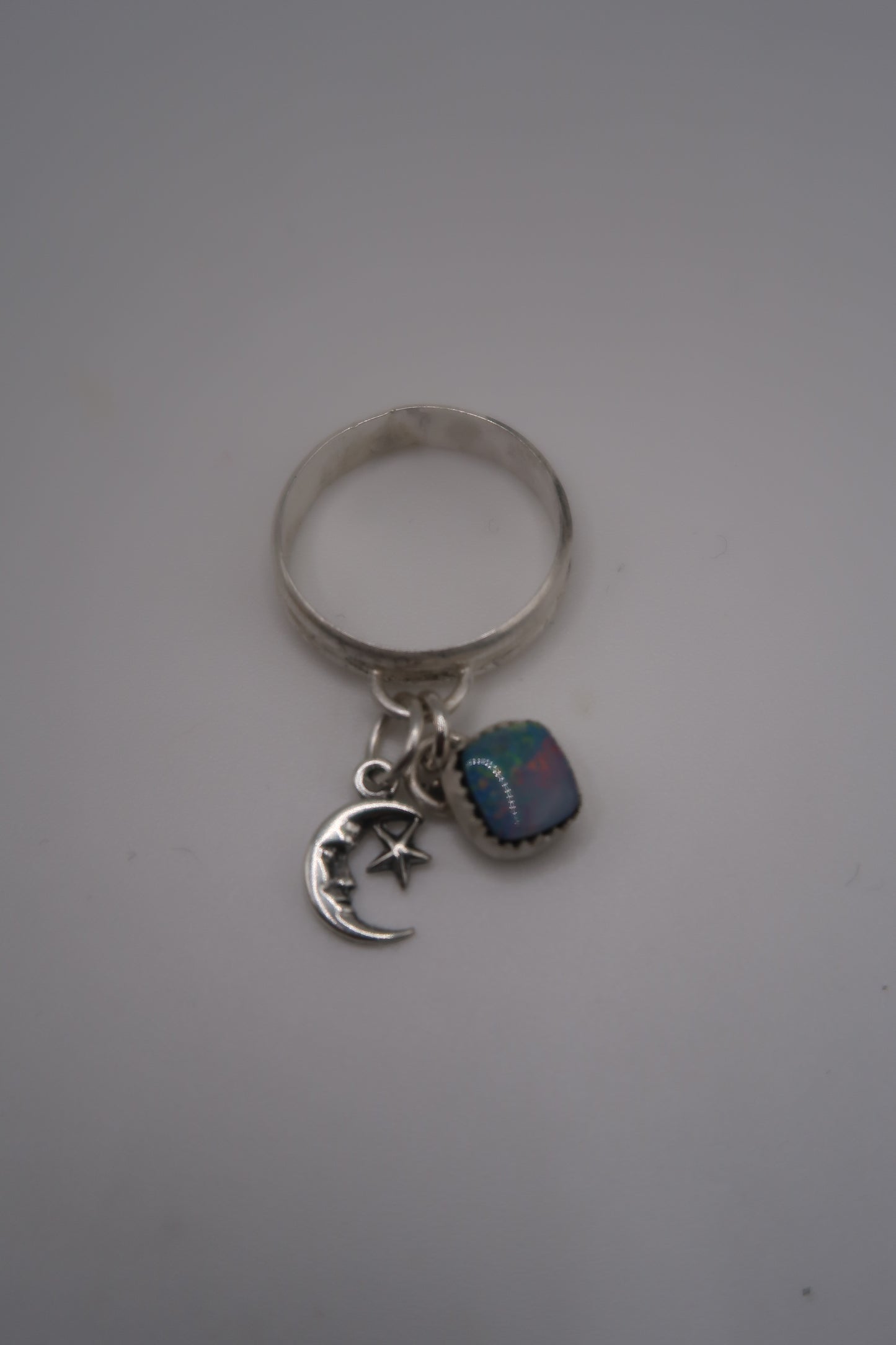 Moon charm and opal ring size 6