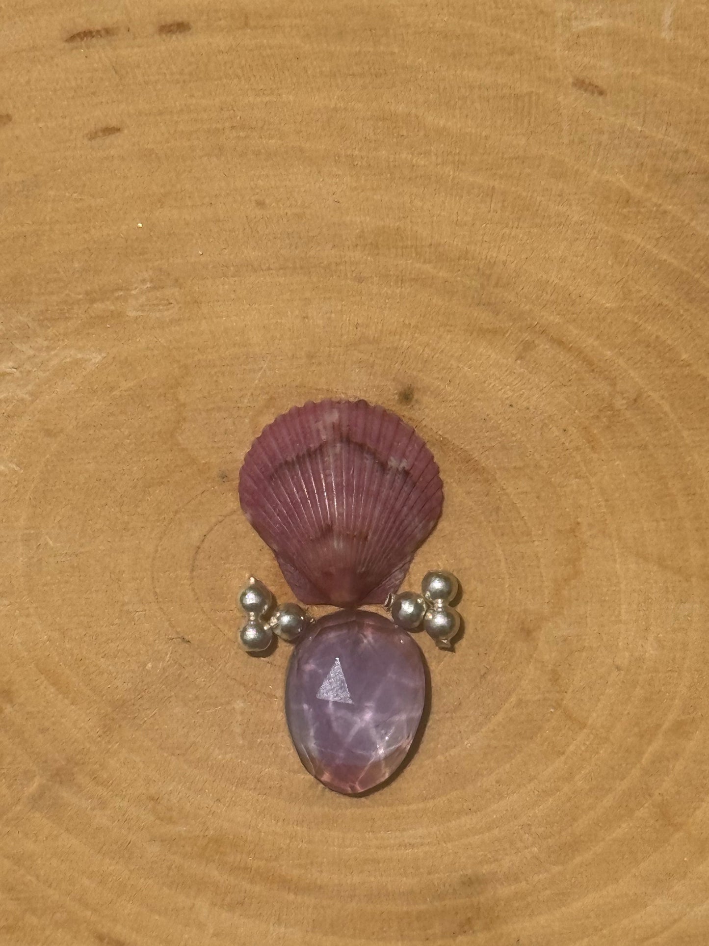 Amethyst & purple shell ring-made in your size!