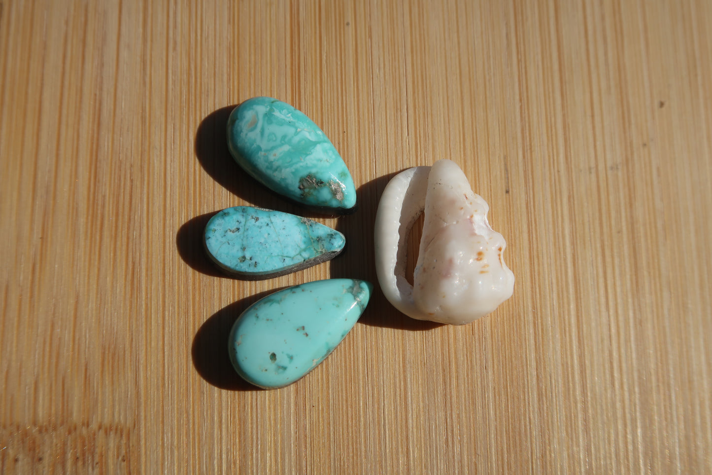 Triple white water turquoise with shell ring-made in your size!