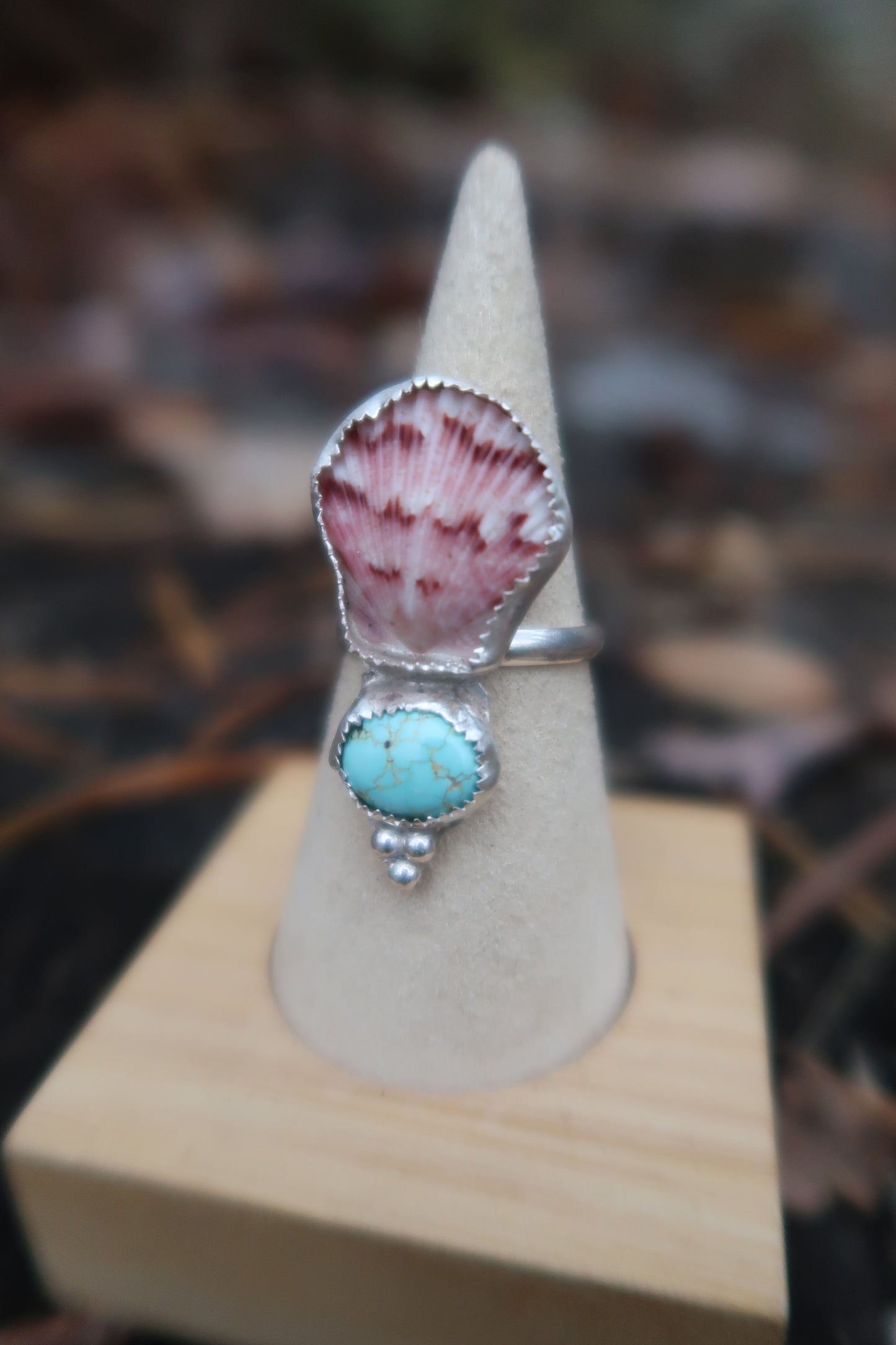 Discounted shell and turquoise ring size 7.5