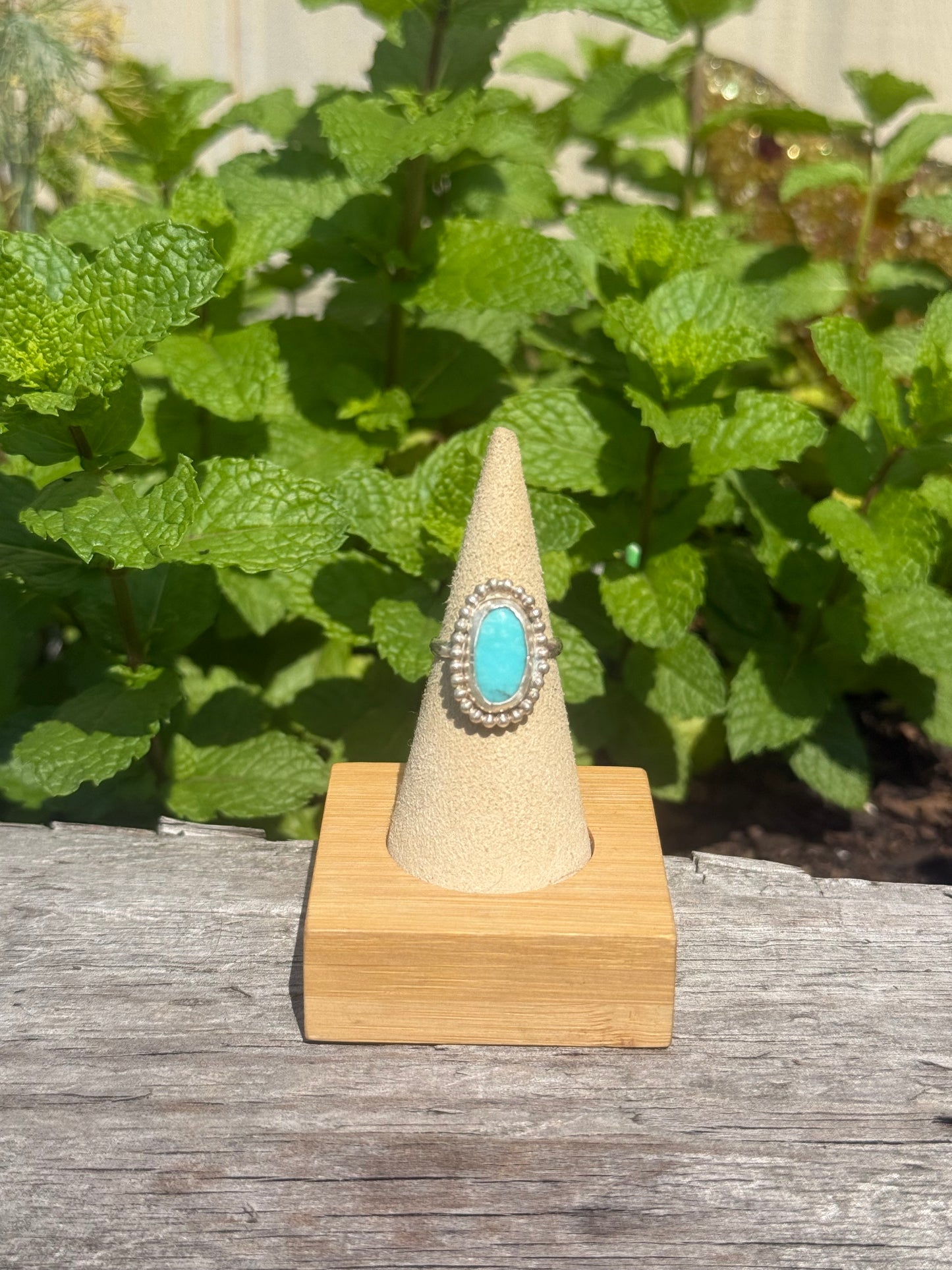 Turquoise beaded ring size 6