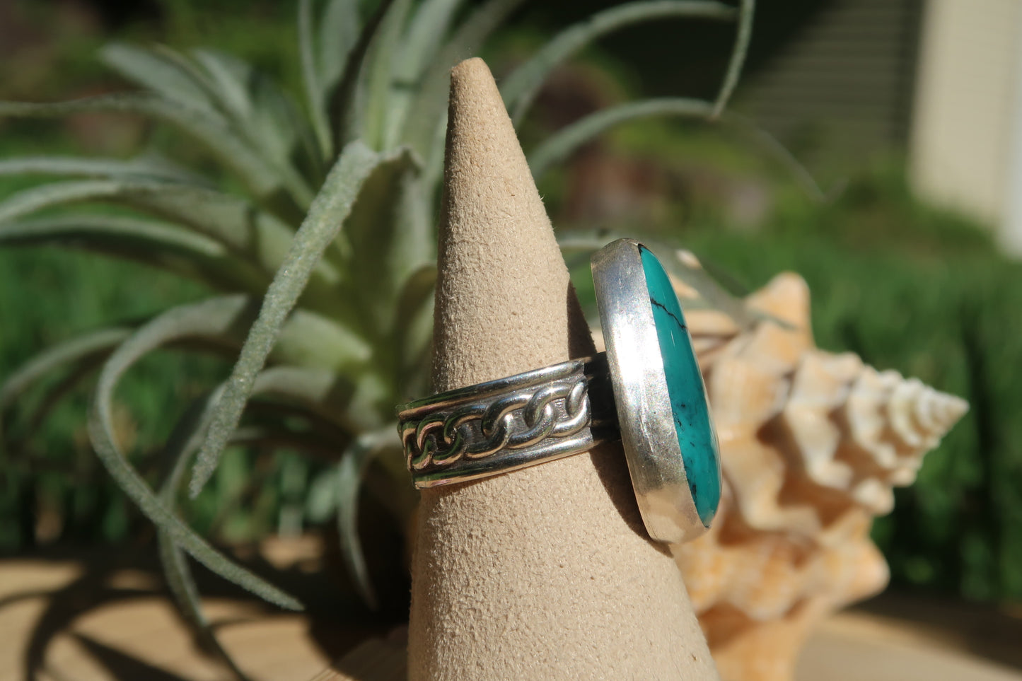 Turquoise with thick chain band size 8