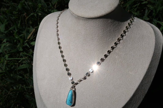 Turquoise coin chain necklace