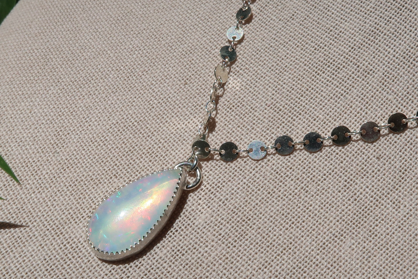 Ethiopian Opal coin chain necklace