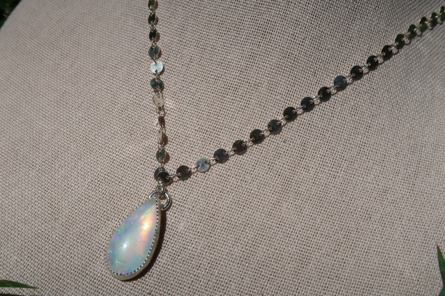 Ethiopian Opal coin chain necklace