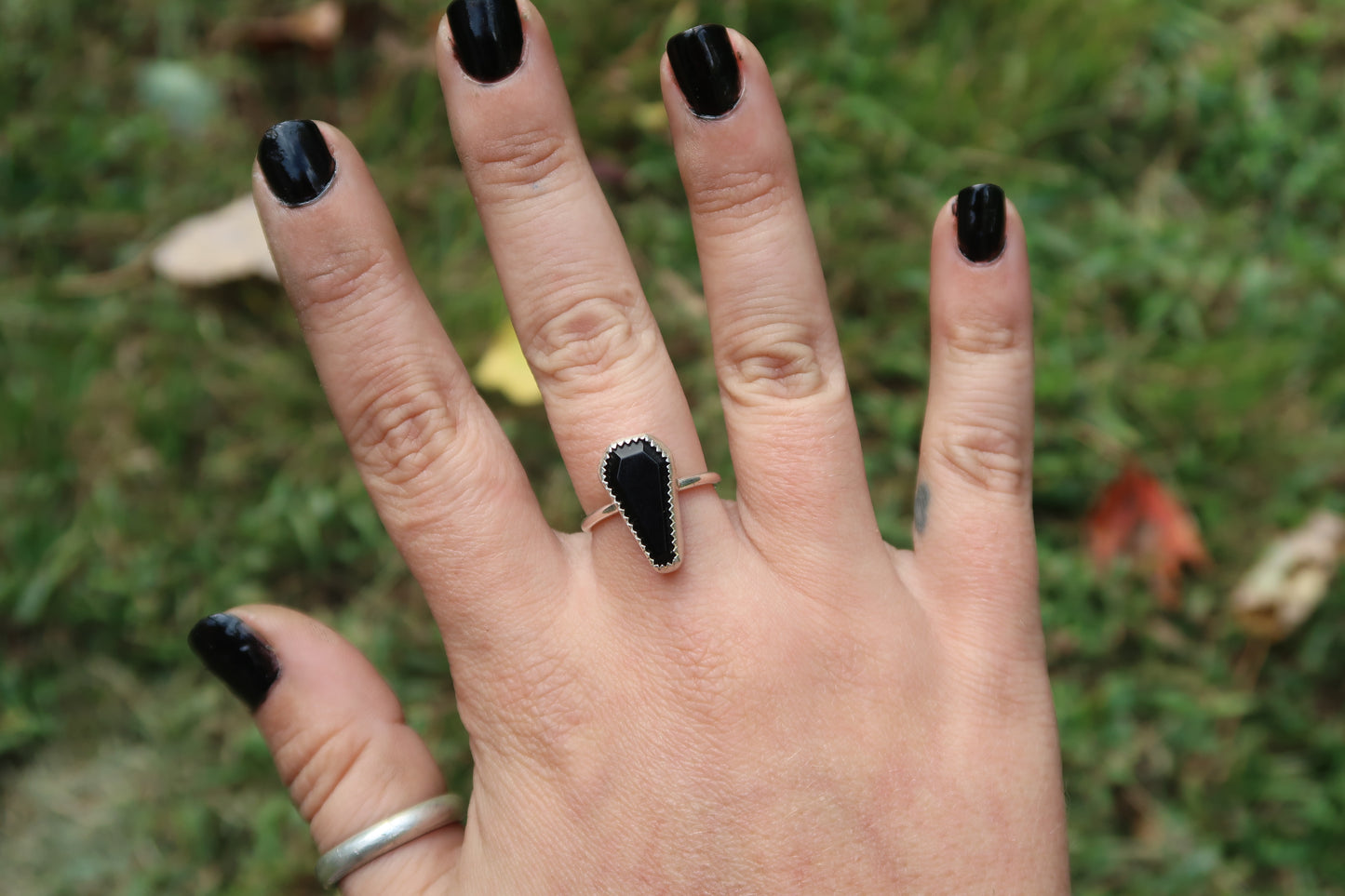 Black coffin ring made in your size!