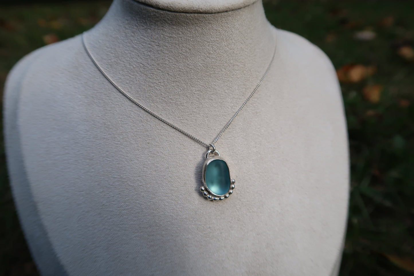 Blue seaglass necklace