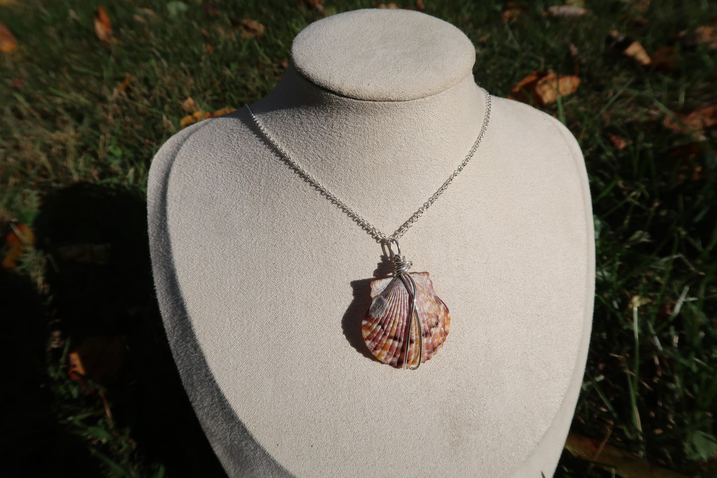 Wire wrapped shell necklace