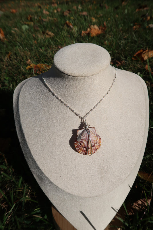 Wire wrapped shell necklace