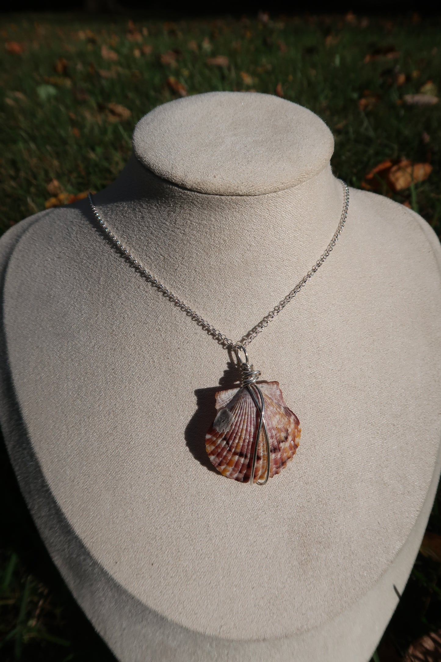 Wire wrapped shell necklace