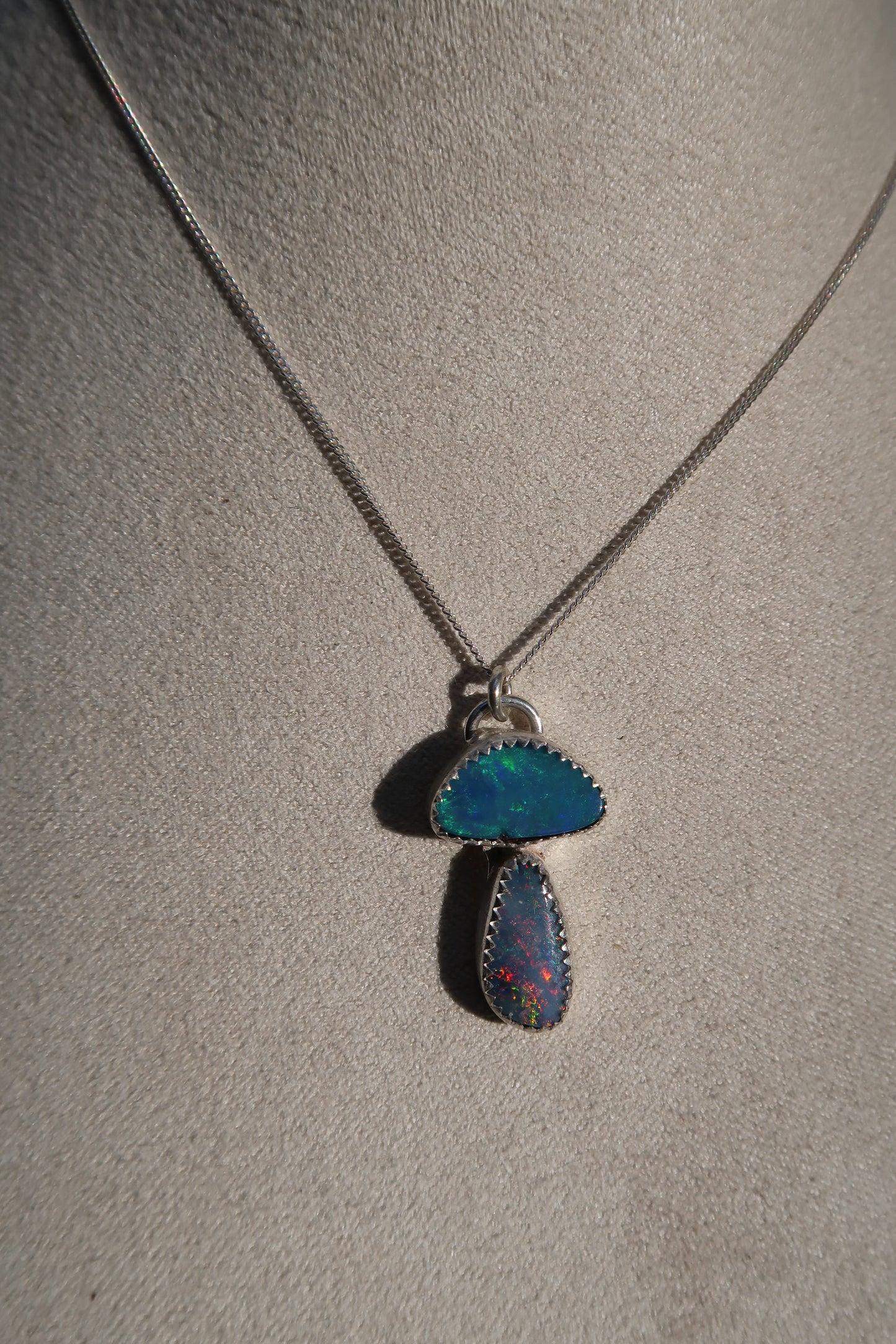 Coober pedy opal mushroom necklace