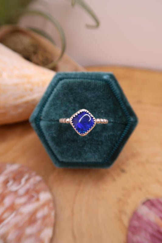 Dark blue Coober pedy opal ring size 6.5